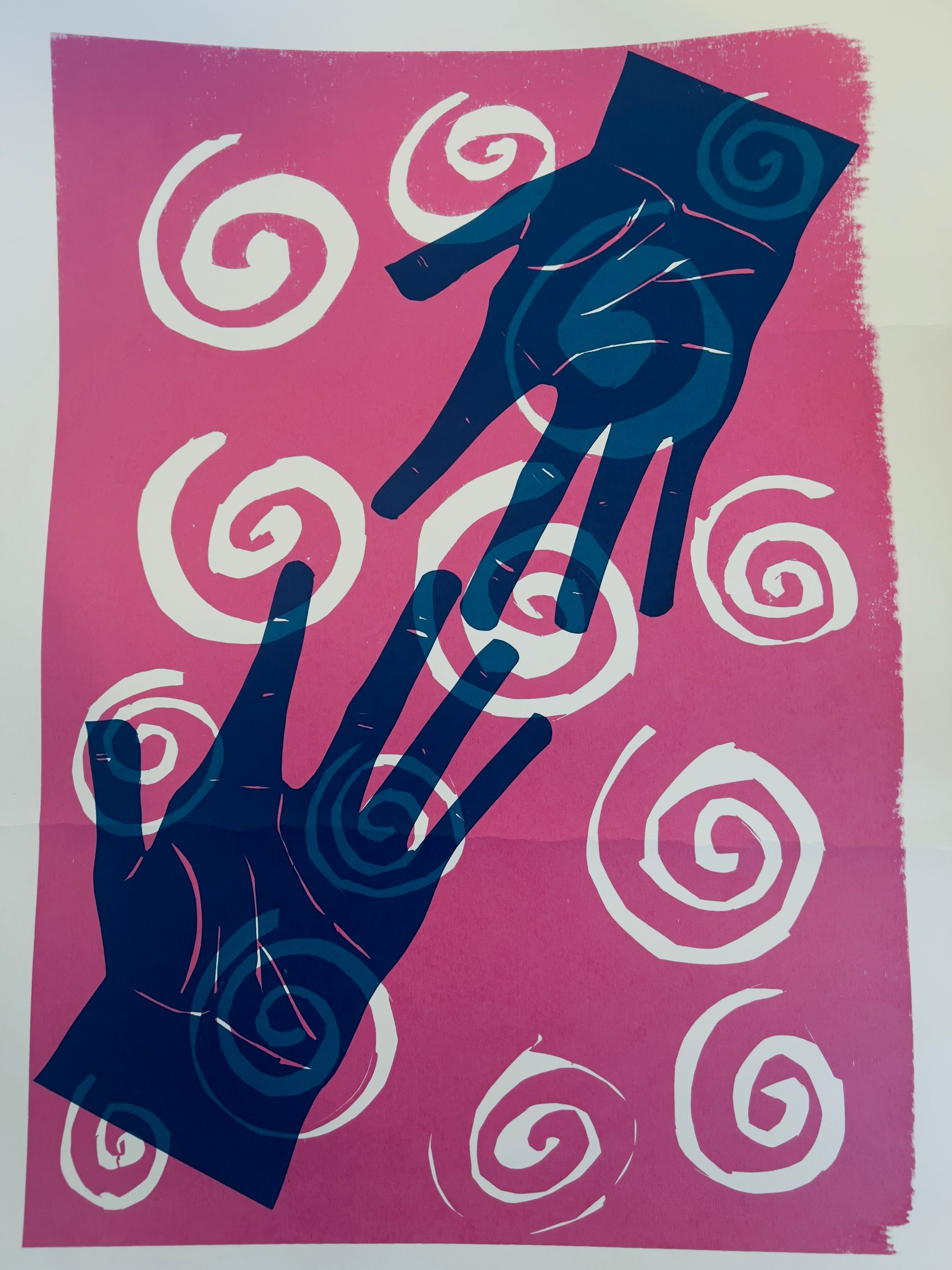 Hands reaching across the universe